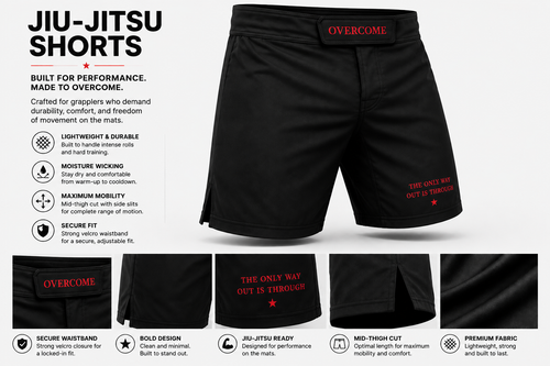 Overcome Signature BJJ No-Gi Shorts - Black & Red